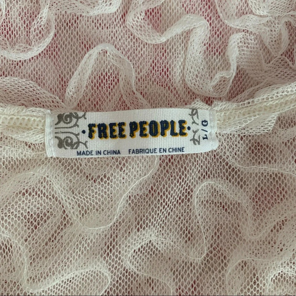 Free People Ivory White Embroidered Sheer Tank Top Large Women’s - Picture 6 of 8